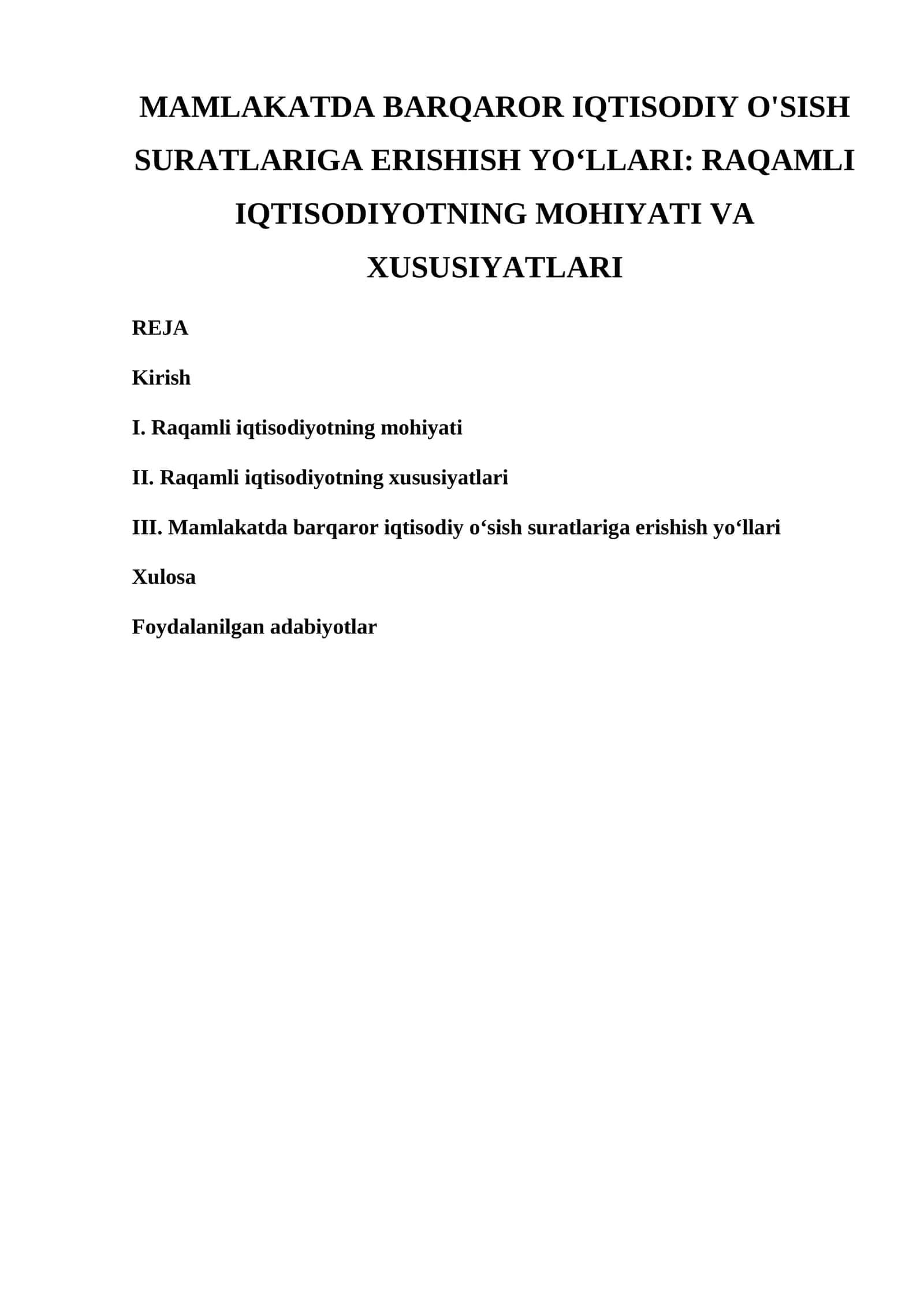 RAQAMLI IQTISODIYOTNING MOHIYATI VA XUSUSIYATLARI 1