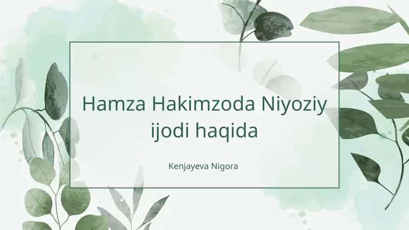 Hamza Hakimzoda Niyoziy ijodi haqida. SHERLARI BILAN 1