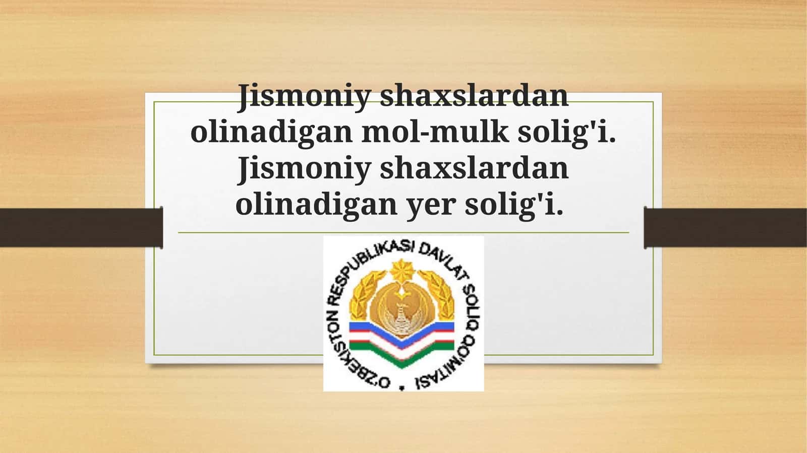 Taqdimot Jismoniy shaxslardan olinadigan mol-mulk solig'i. Jismoniy shaxslardan olinadigan yer solig'i. 1