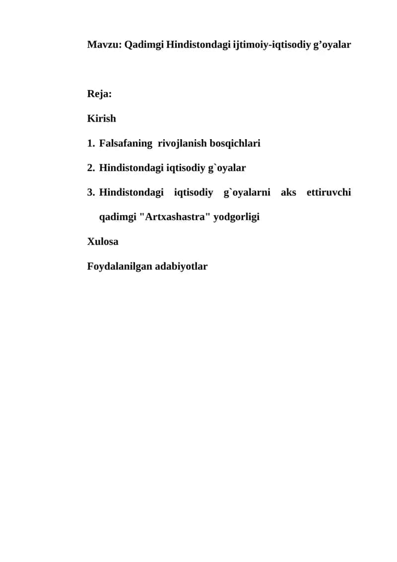 Hindistondagi Ijtimoiy-Iqtisodiy G'oyalar 1