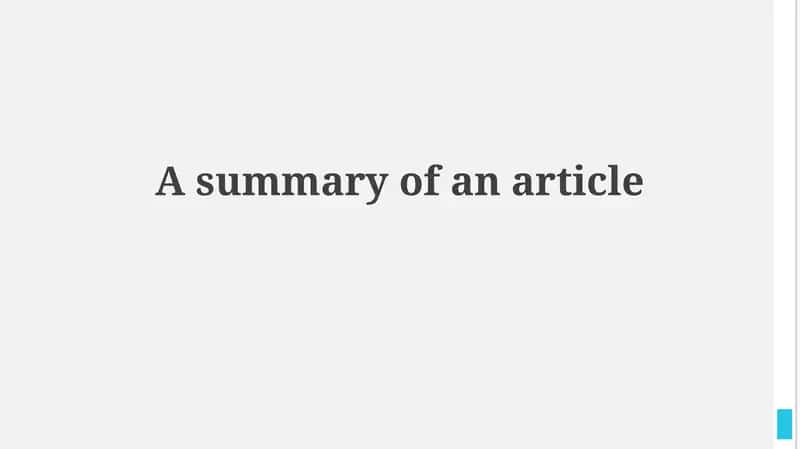 A summary of an article 1