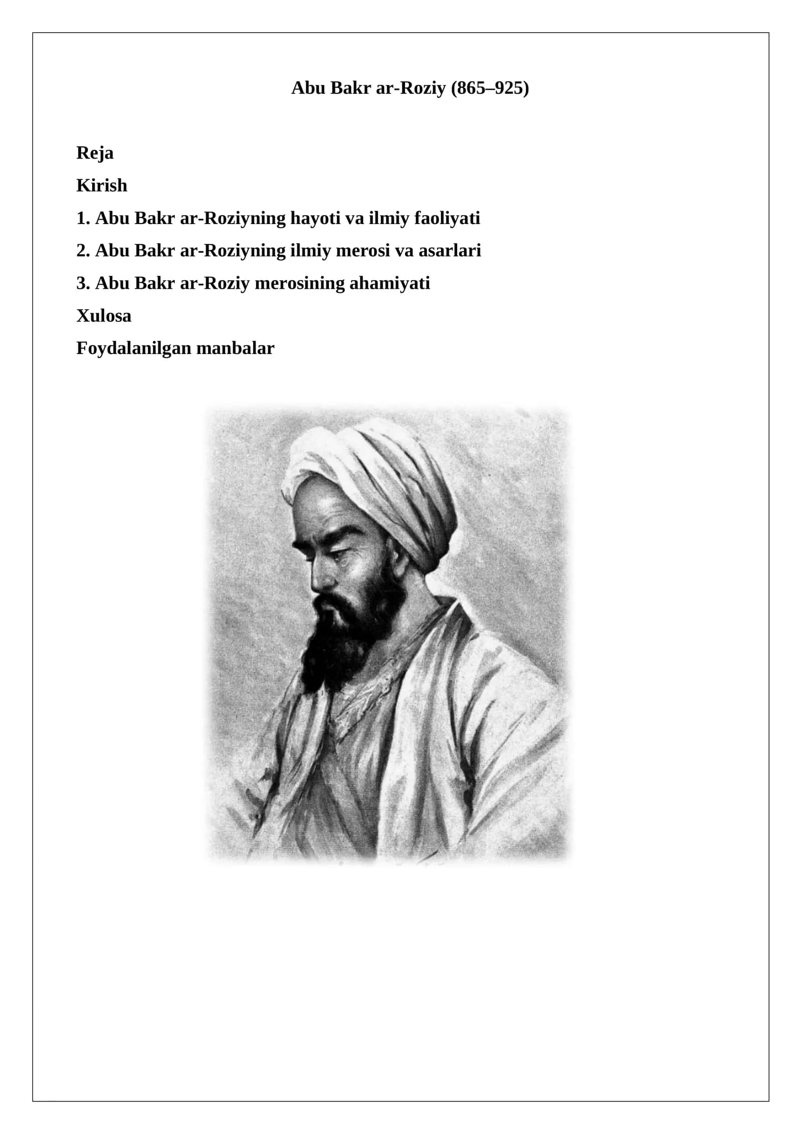 Abu Bakr ar-Roziyning hayoti va ilmiy faoliyati 1