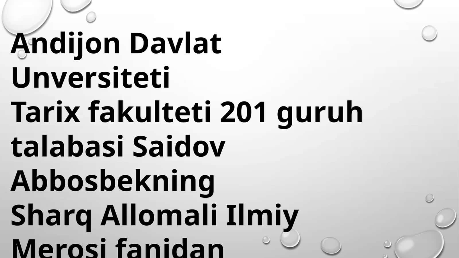 Sharq Allomali Ilmiy Merosi fanidan Mustaqil ishi. Abu Rayhon beruniy 1