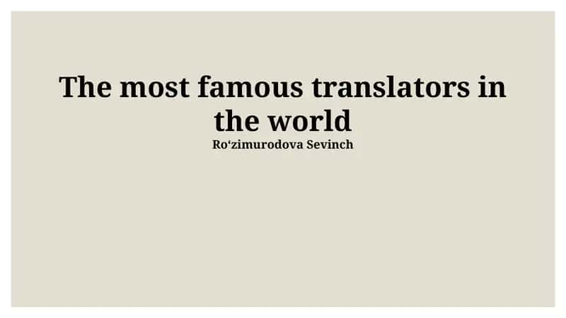 The Future of Famous Translators 1