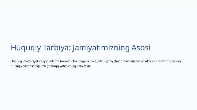 Huquqiy Tarbiya: Jamiyatimizning Asosi 1