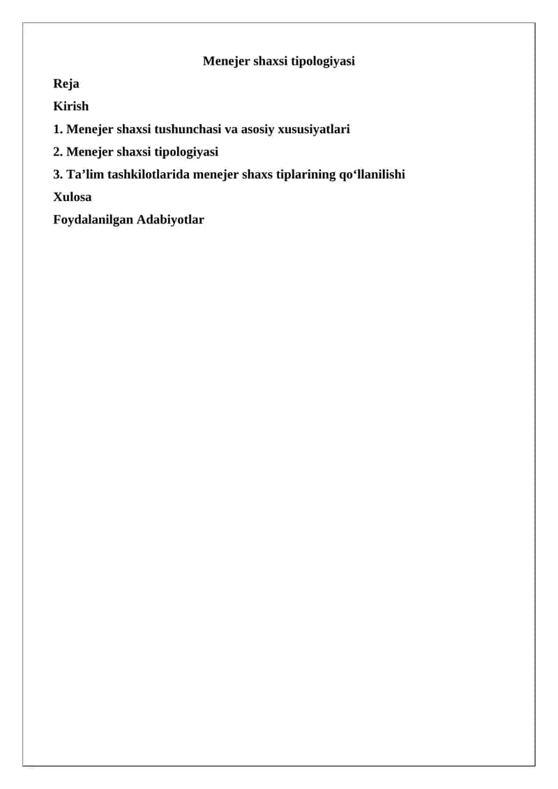Menejer shaxsi tipologiyasi 1