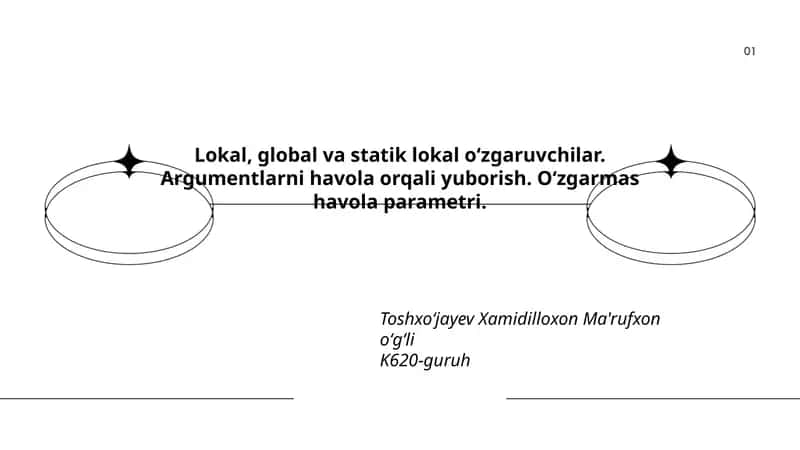 Lokal, global va statik lokal o‘zgaruvchilar. 1
