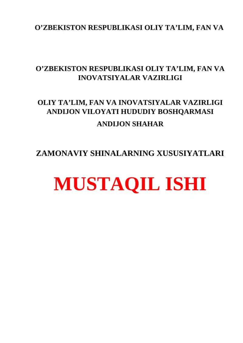Zamonaviy Shinalarning Xususiyatlari 1