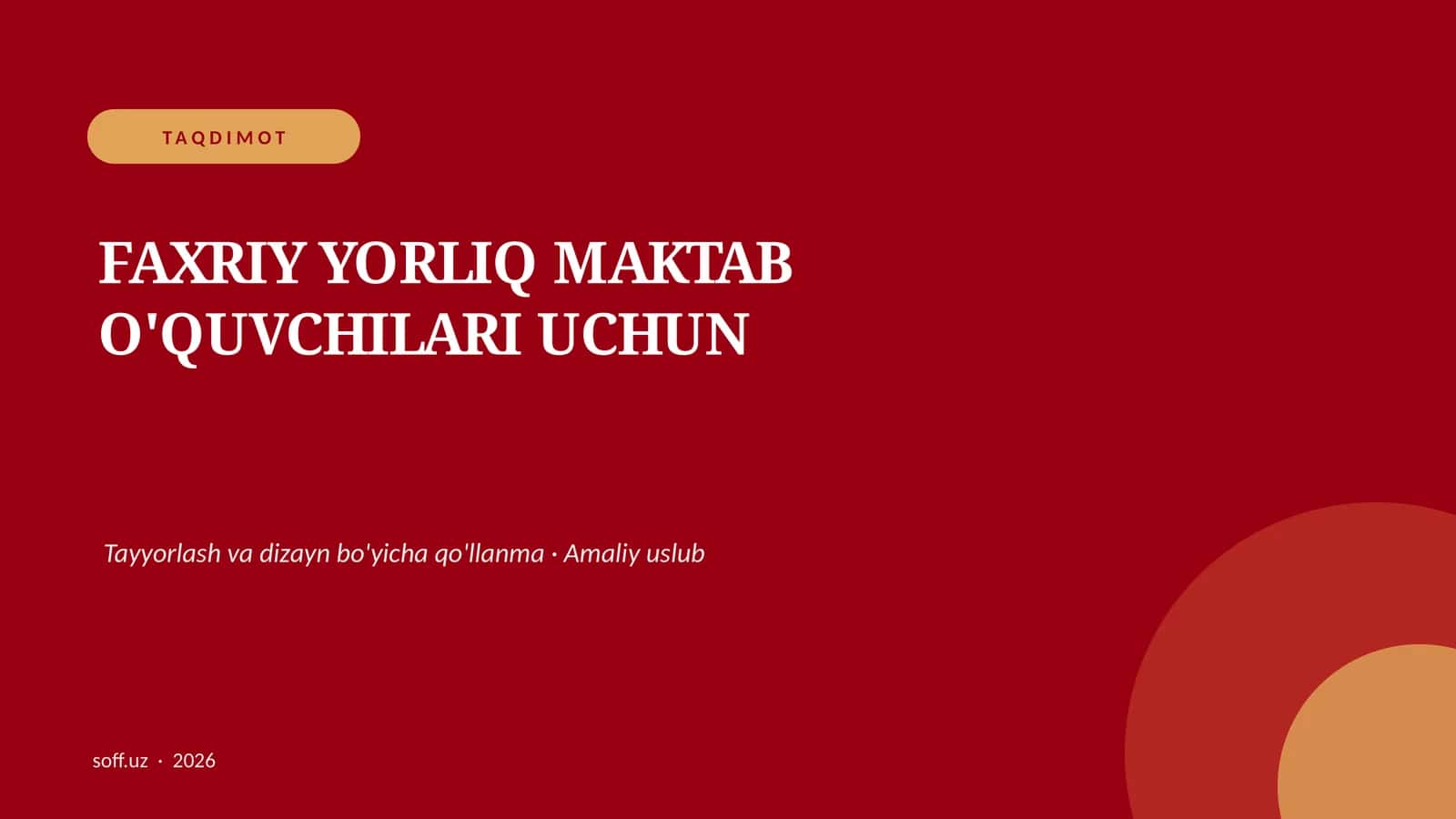 Faxriy Yorliq Maktab O'quvchilari Uchun 1