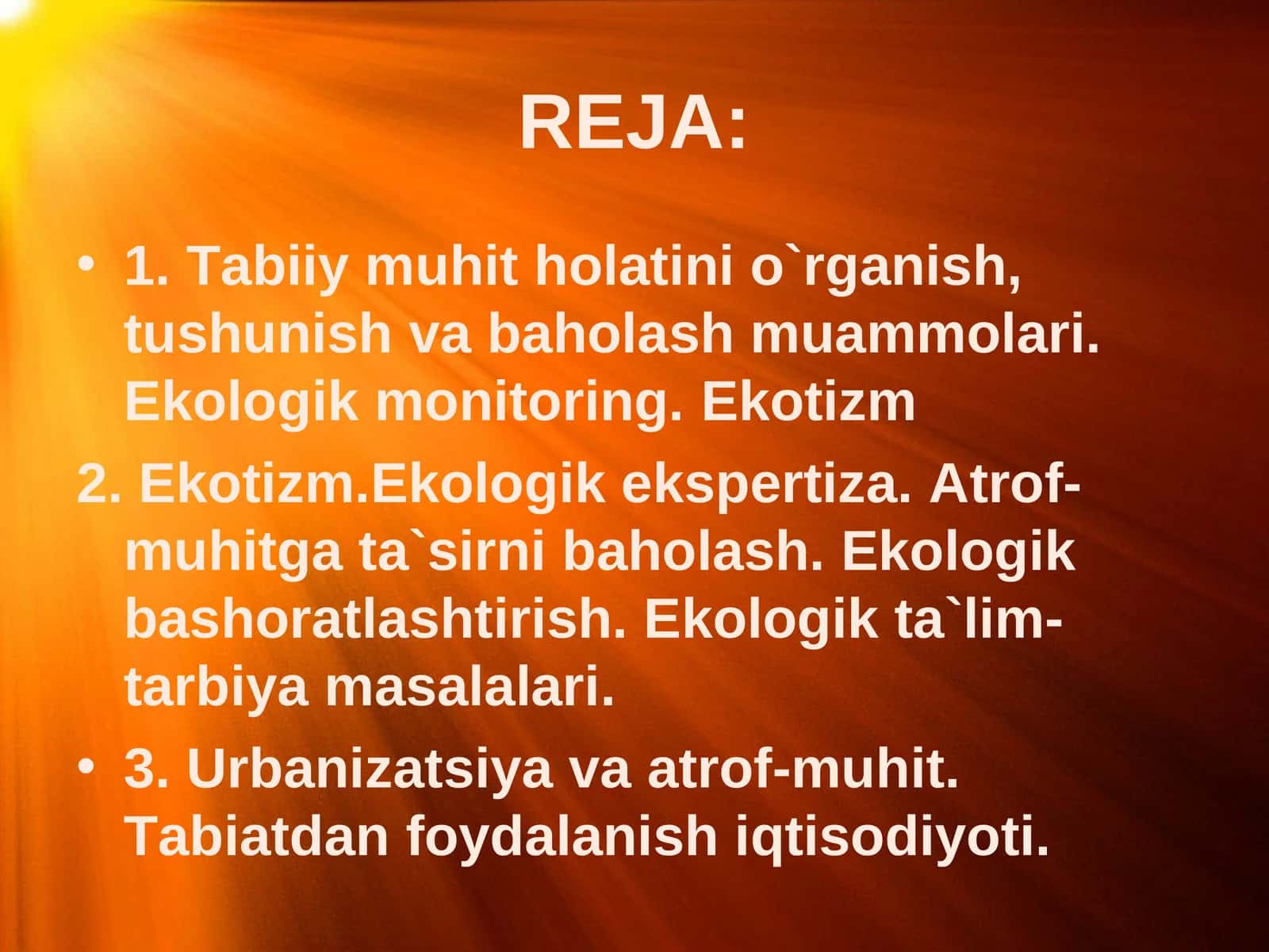 Ekologiya va atrof muhitni muhofaza qilish 1