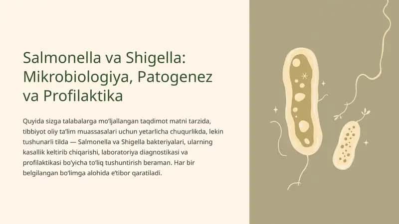 Salmonella va Shigella: Mikrobiologiya, Patogenez va Profilaktika 1