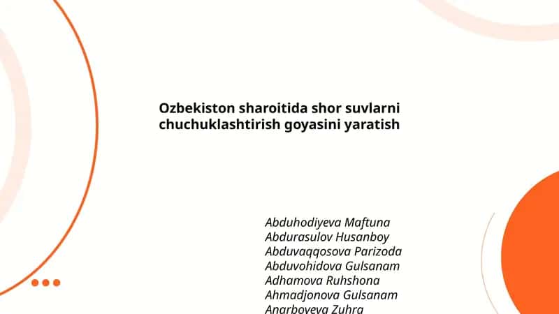 Ozbekiston sharoitida shor suvlarni chuchuklashtirish goyasini yaratish 1