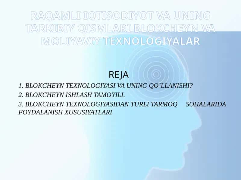 RAQAMLI IQTISODIYOT VA UNING TARKIBIY QISMLARI BLOKCHEYN VA MOLIYAVIY TEXNOLOGIYALAR 1