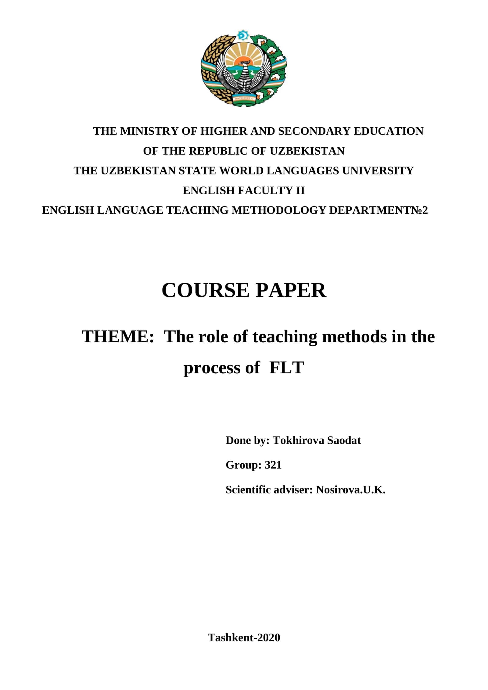 ENGLISH Language Teaching METHODOLOGY Department 1