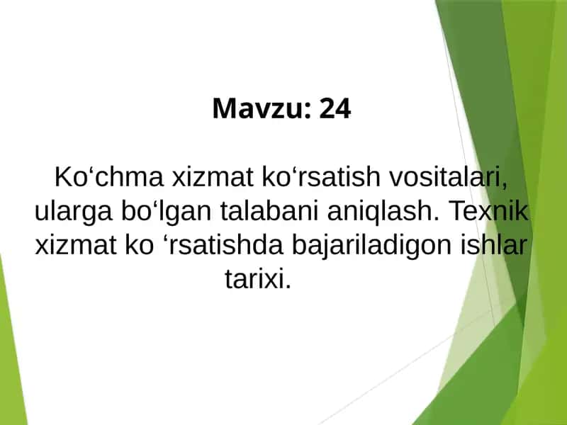 Ko‘chmaxizmat ko‘rsatish vositalari 1