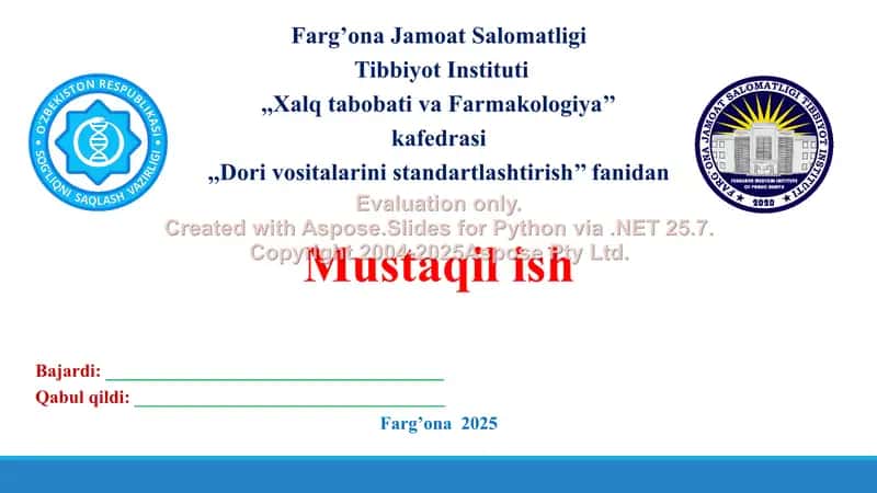 ИЧГА ҚАБУЛ ҚИЛИШ УЧУН СУЮҚ ДОРИ ПРЕПАРАТЛАР. Taqdimot 24 bet. 1