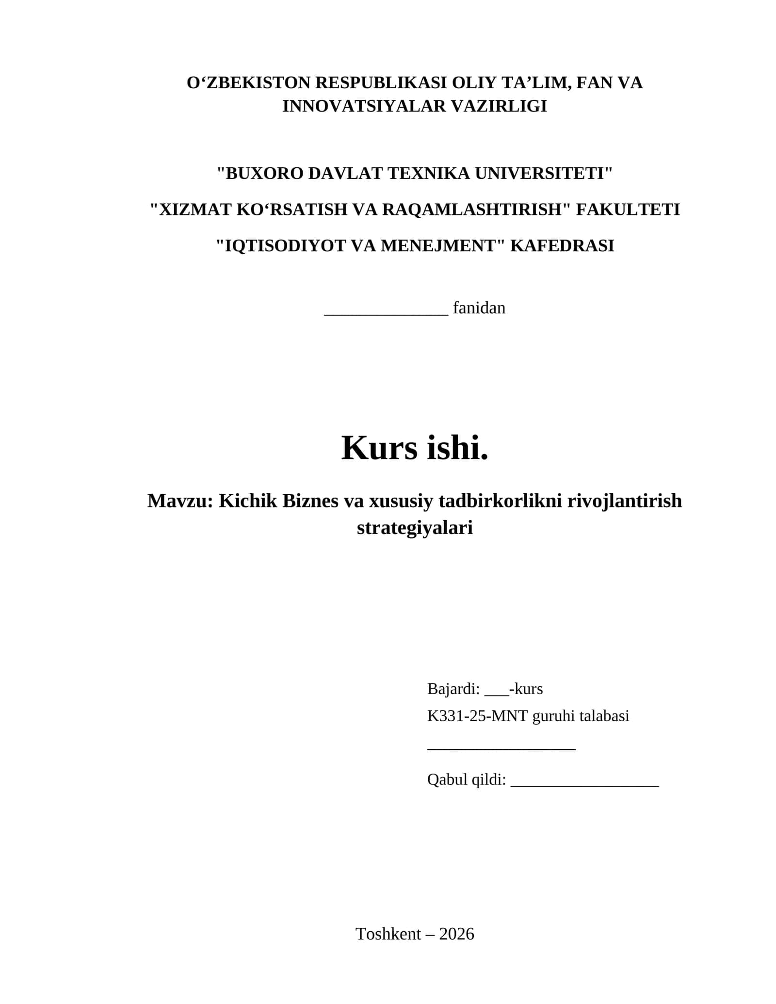 Kichik Biznes va xususiy tadbirkorlikni rivojlantirish strategiyalari 1
