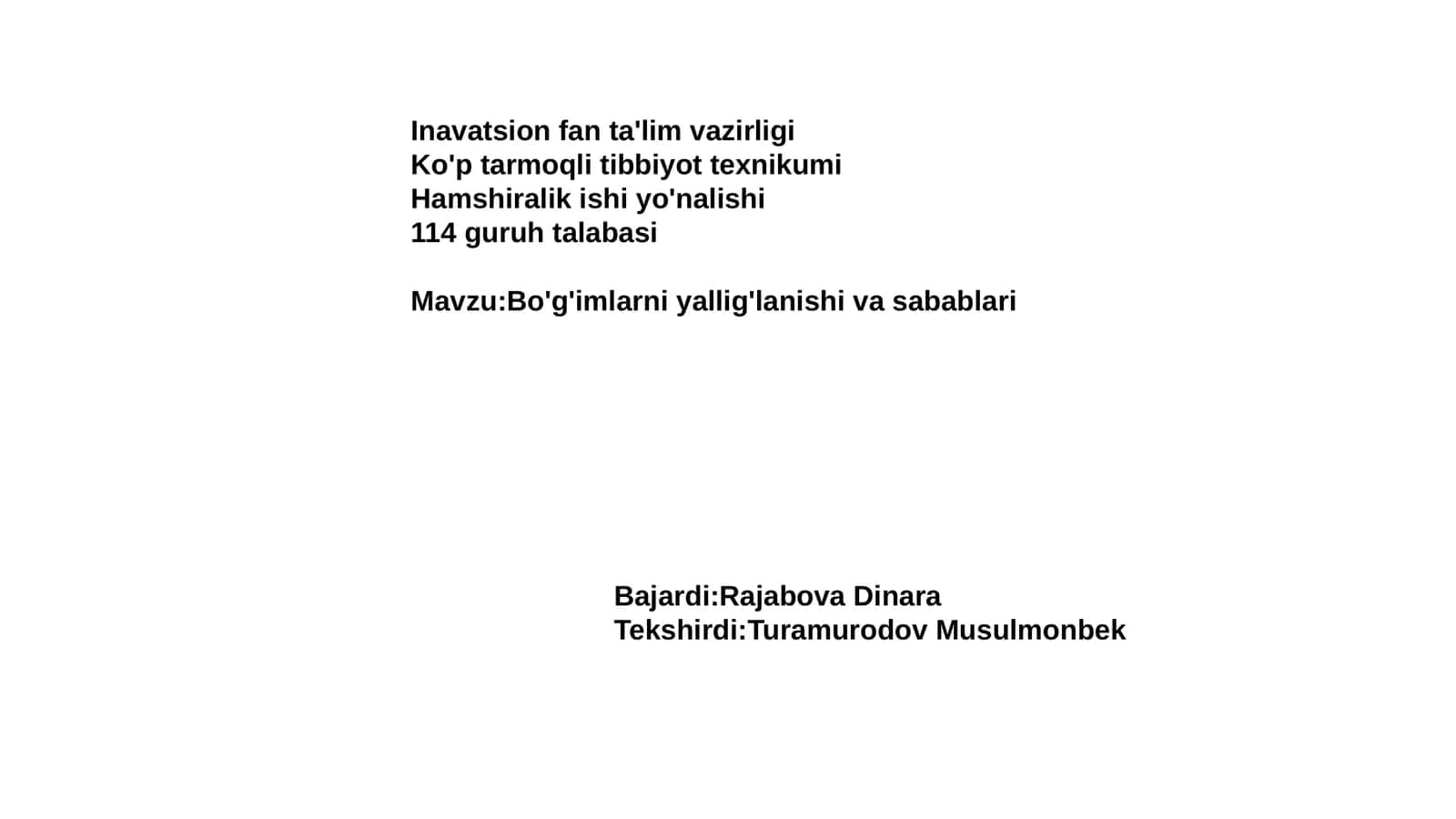 Ko'p tarmoqli tibbiyot texnikumi 1