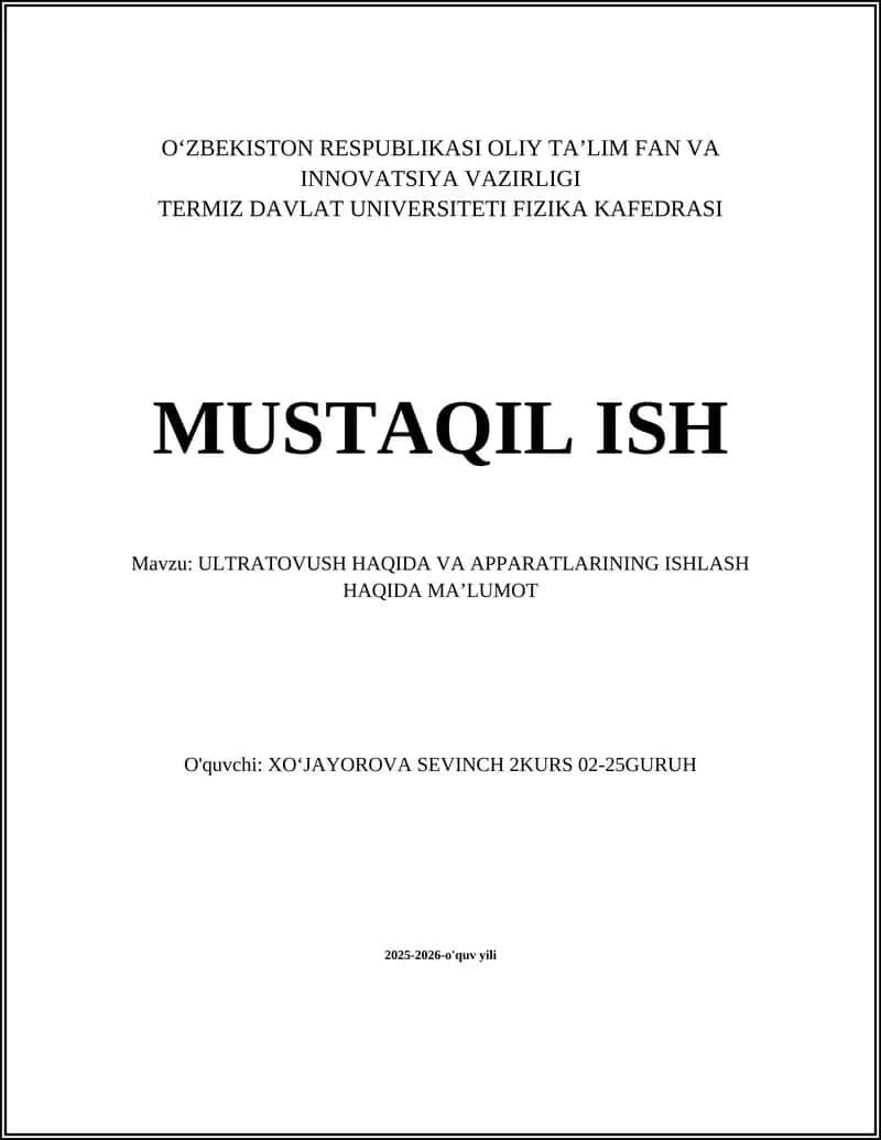 Ultratovush haqida va apparatlarining ishlash ma'lumot 1