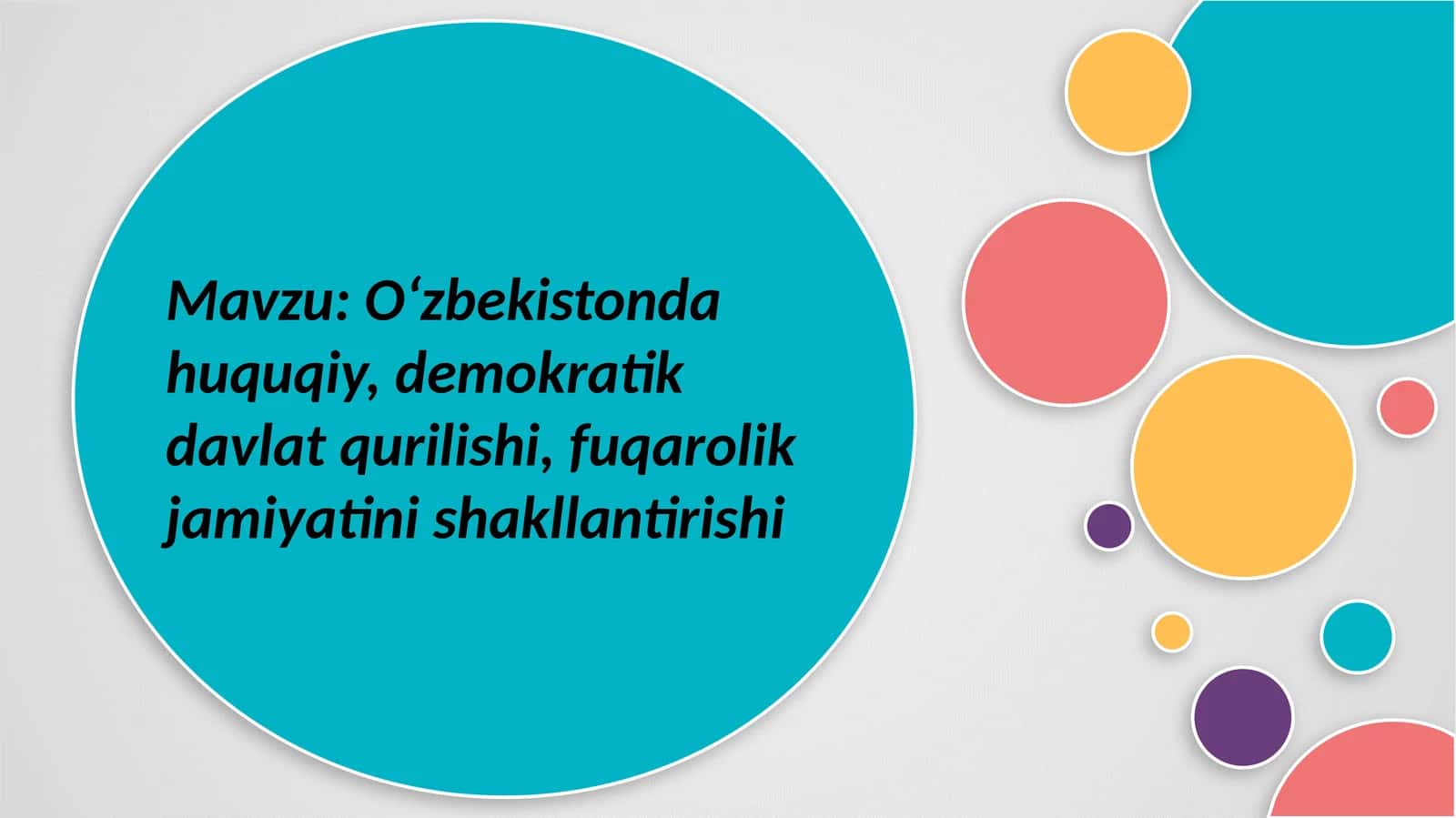 Oʻzbekistonda huquqiy, demokratik davlat qurilishi, fuqarolik jamiyatini shakllantirishi 1