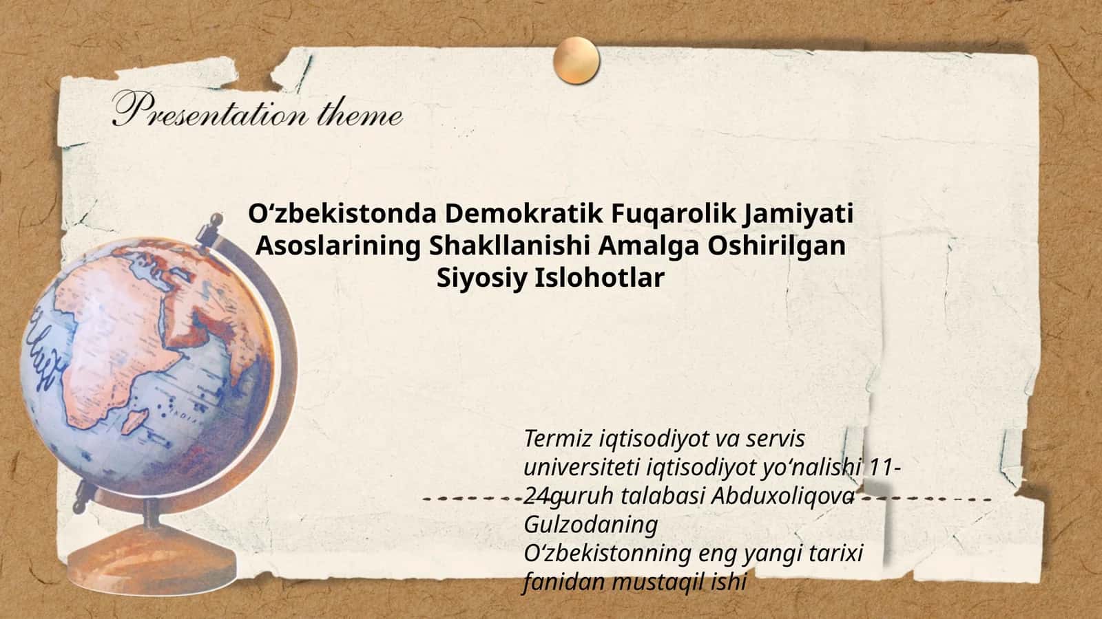 Oʻzbekistonda Demokratik Fuqarolik Jamiyati Asoslarining Shakllanishi Amalga Oshirilgan Siyosiy Islohotlar 1