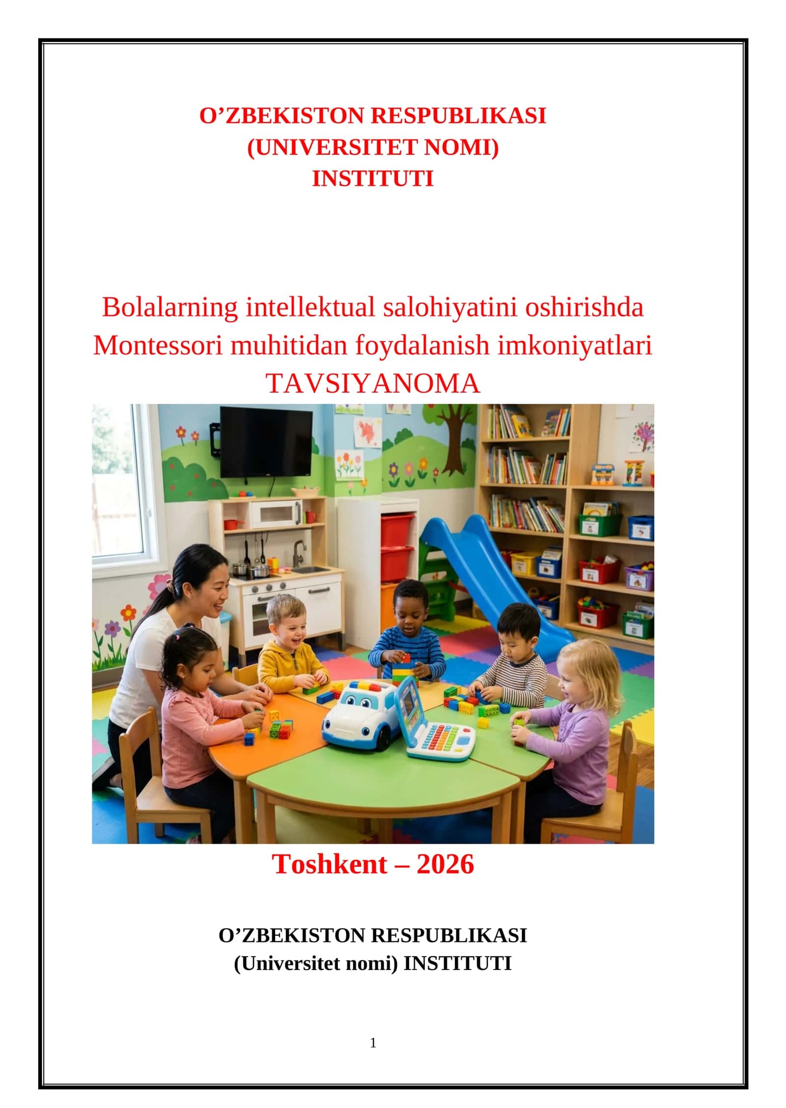 Bolalarning intellektual salohiyatini oshirishda Montessori muhitidan foydalanish imkoniyatlari 1