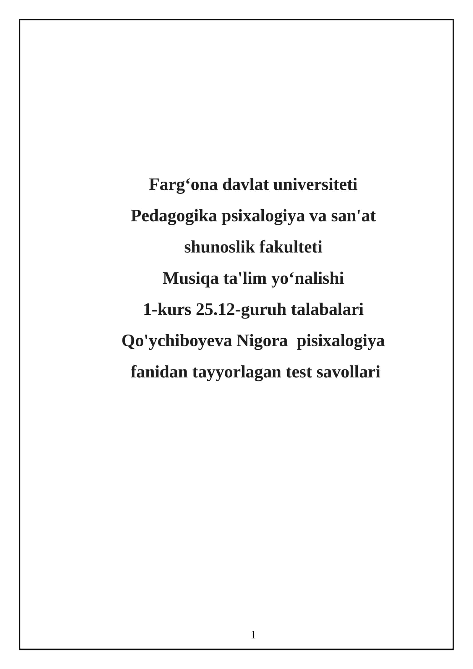 Kichik maktab yoshi psixologiyasi bo‘yicha test savollari 1