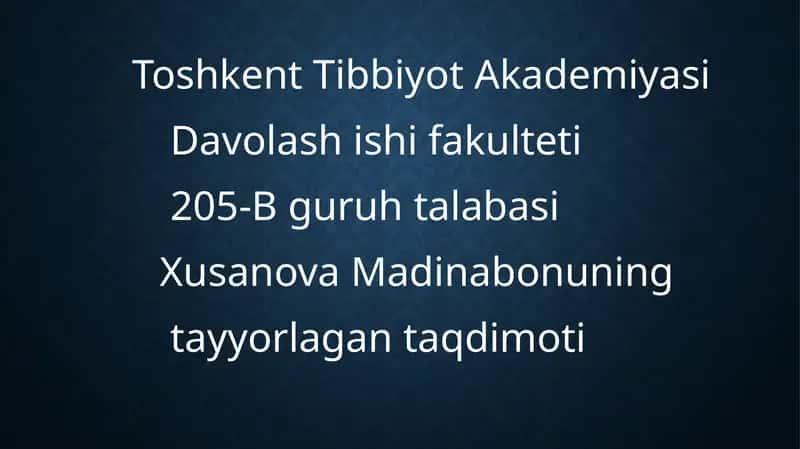 Xusanova Madinabonun taqdimoti 1