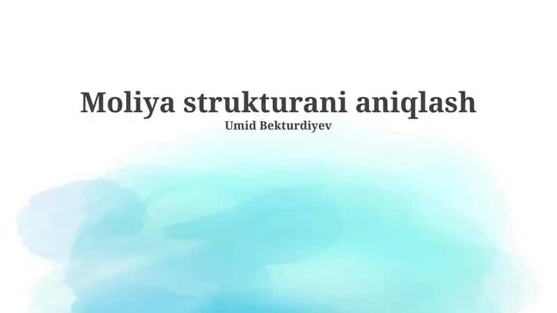 Moliya strukturani aniqlash 1