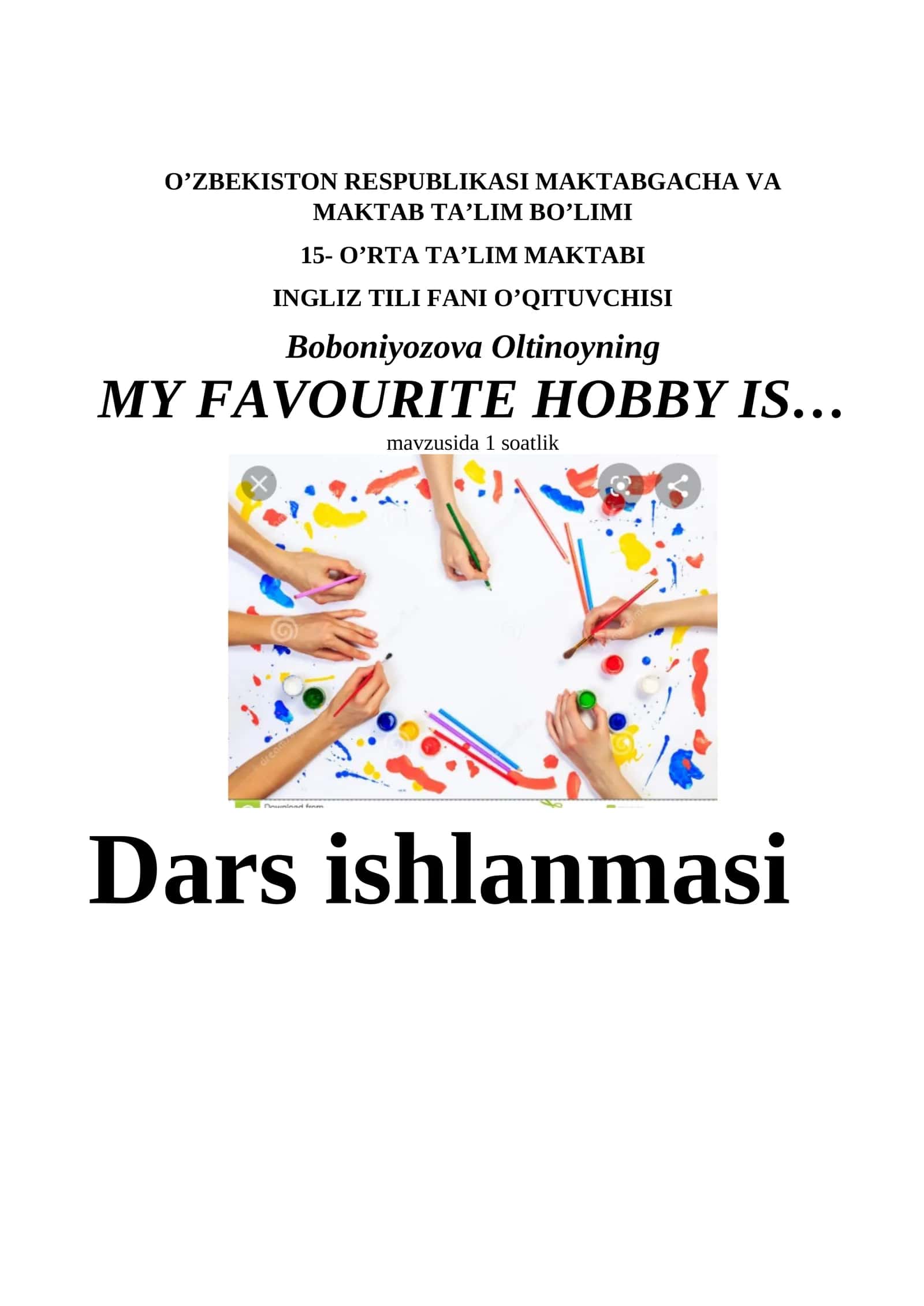 MY FAVOURITE HOBBY IS… 1