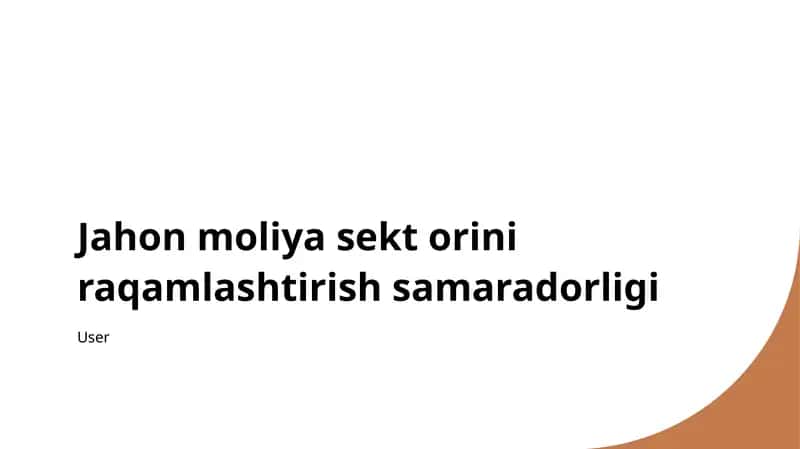 Raqamlashtirish: moliya sektori samaradorligi 1
