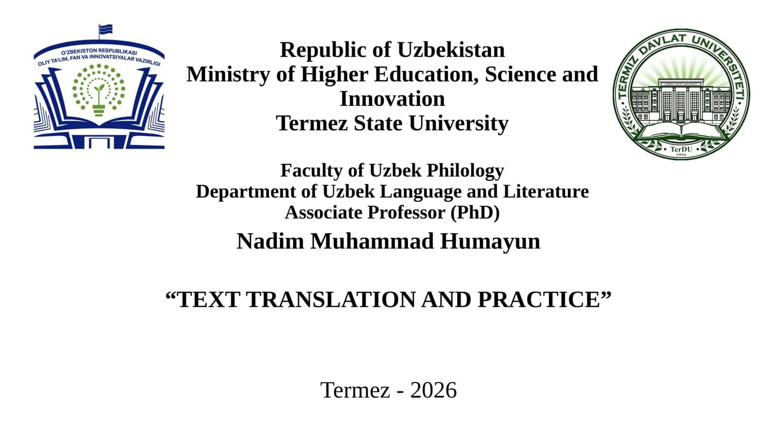 TEXT TRANSLATION AND PRACTICE 1