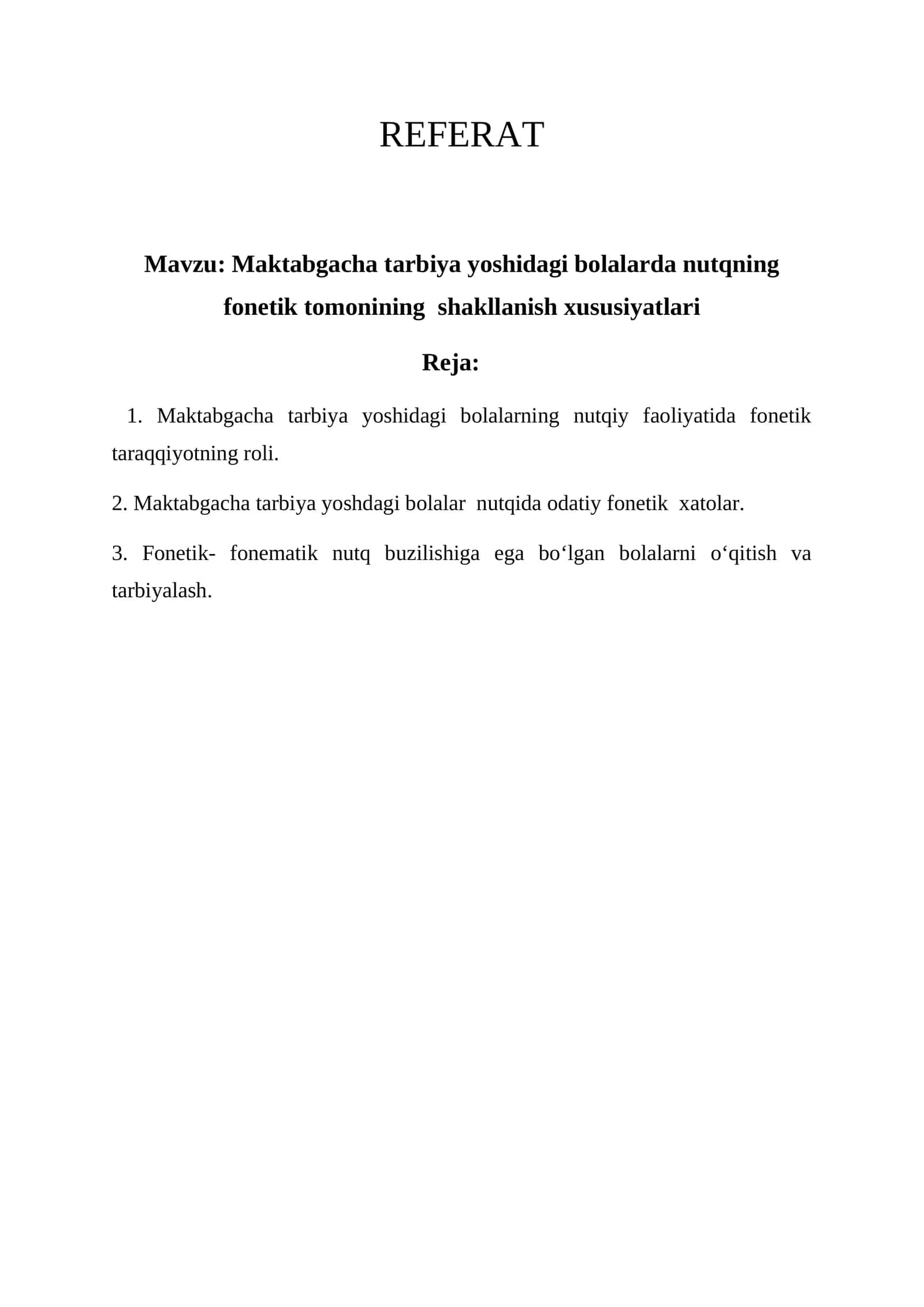Maktabgacha tarbiya yoshidagi bolalarda nutqning fonetik tomonining shakllanish xususiyatlari 1