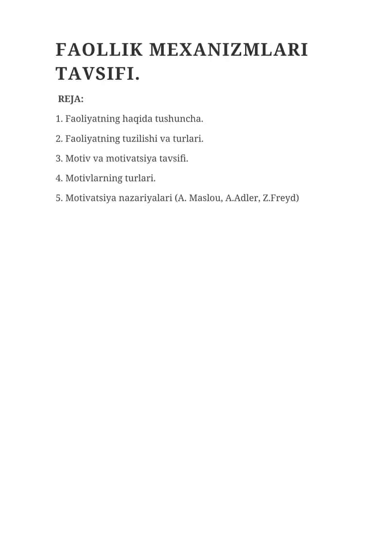 Faollik mexanizmlari tavsifi 1