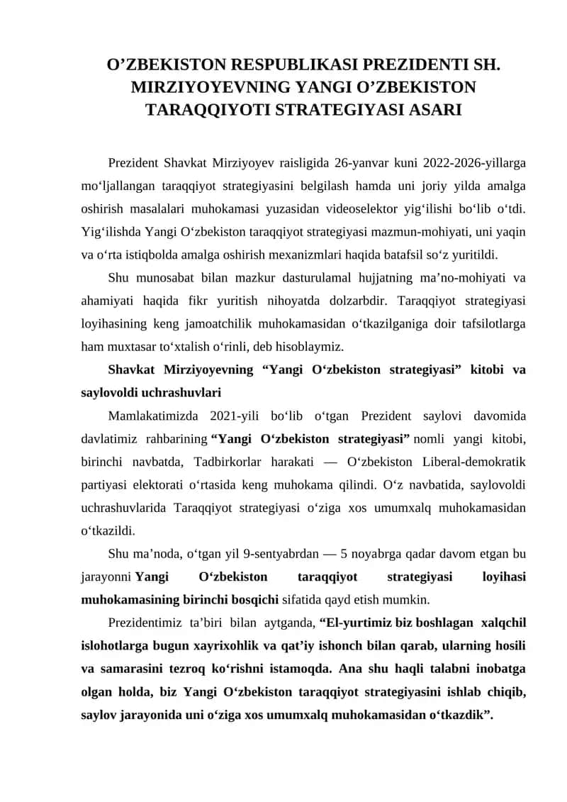 Yangi Oʻzbekiston Taraqqiyot Strategiyasi 1