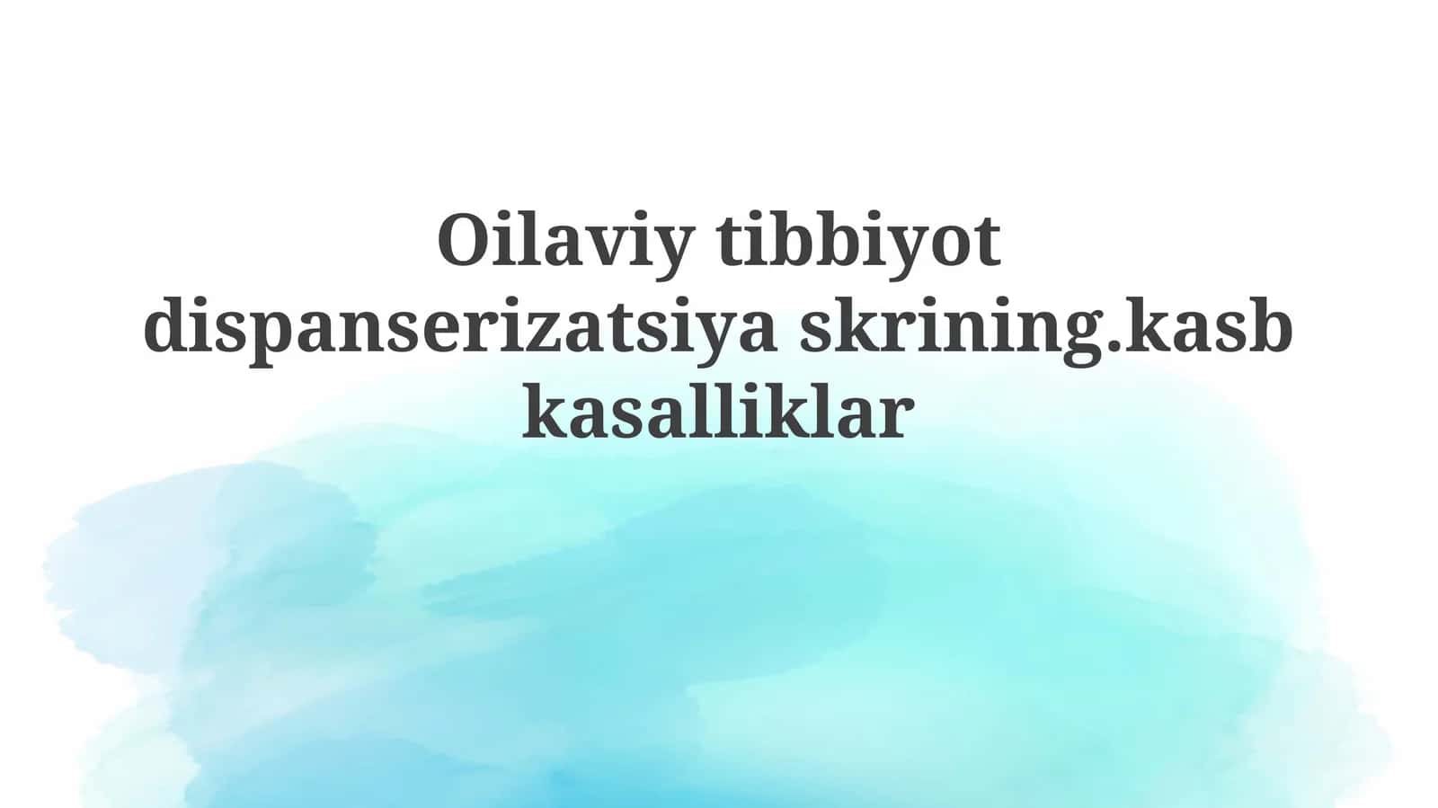 Kasb kasalliklari skriningi 1