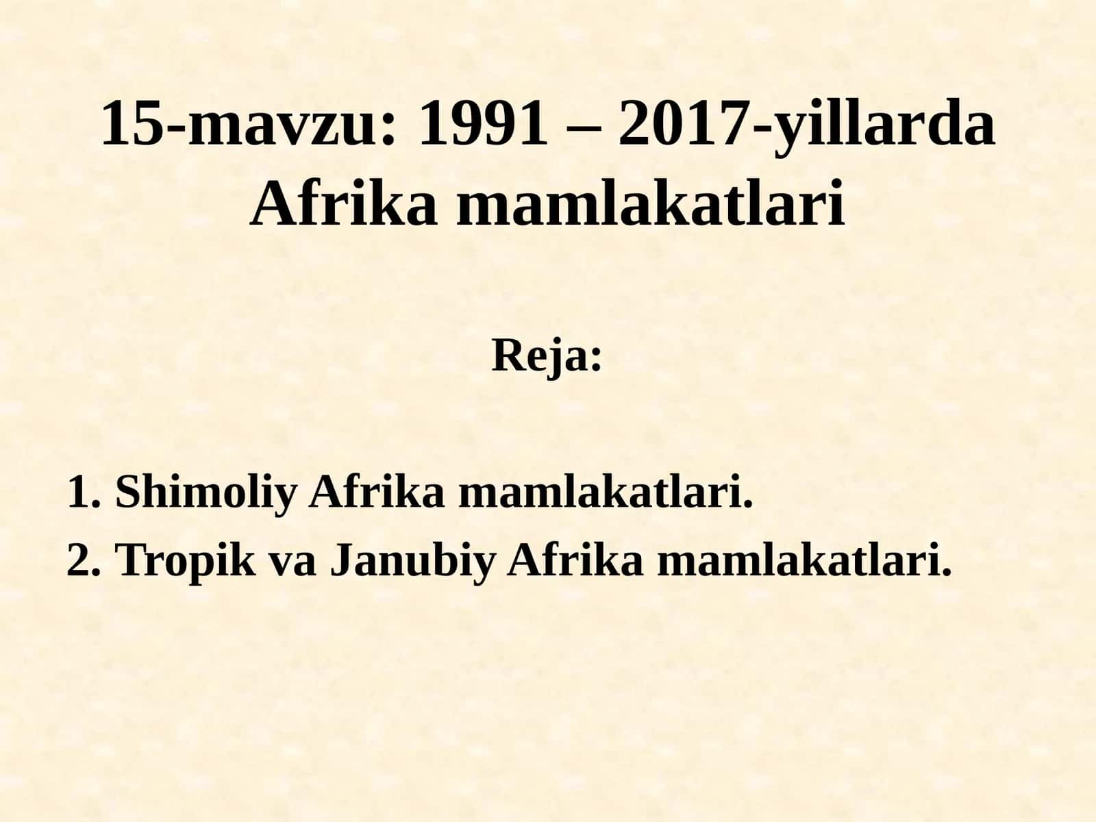 Shimoliy Afrika mamlakatlari 1