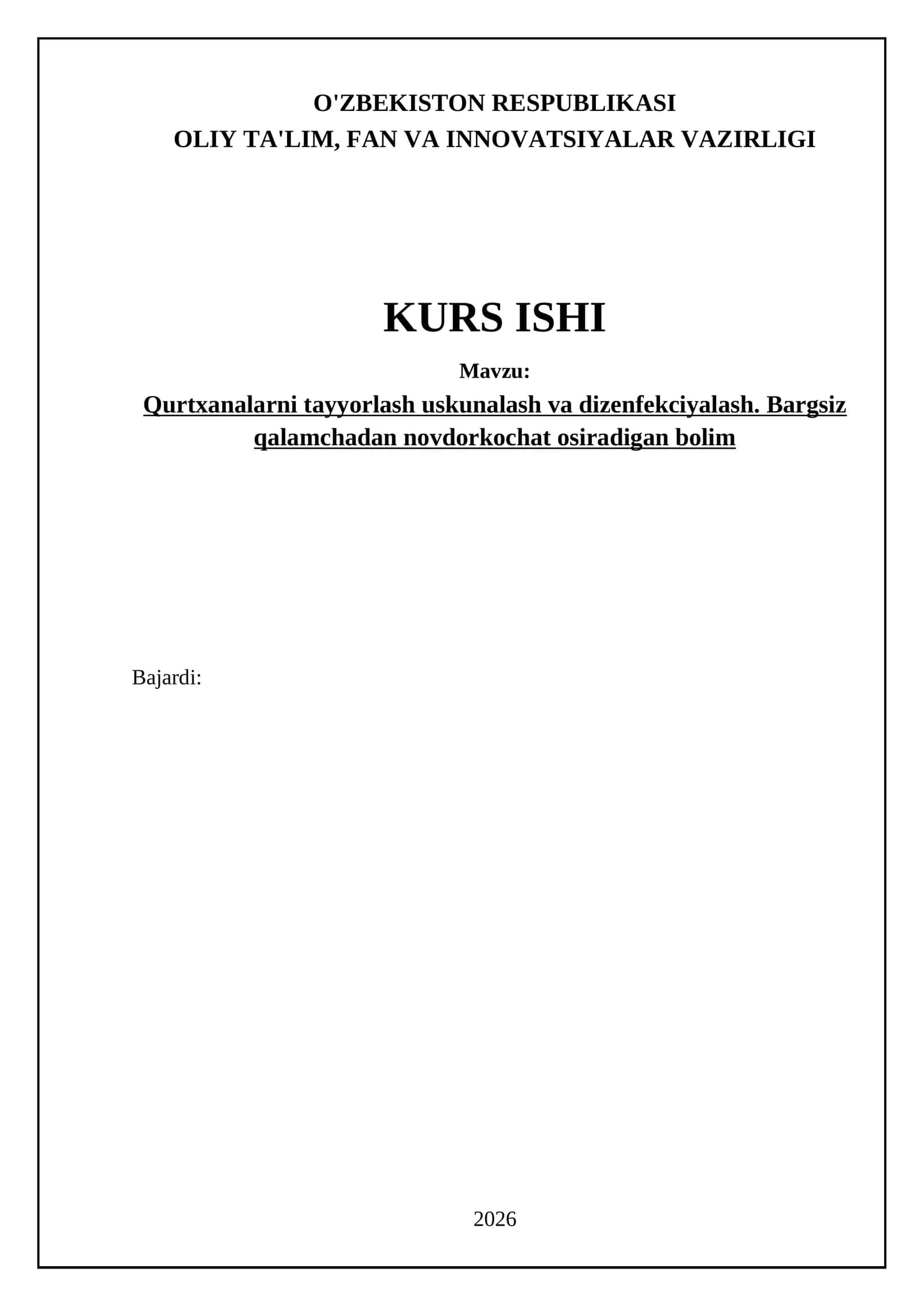 Qurtxanalarni tayyorlash uskunalash va dizenfekciyalash. Bargsiz qalamchadan novdorkochat osiradigan bolim 1