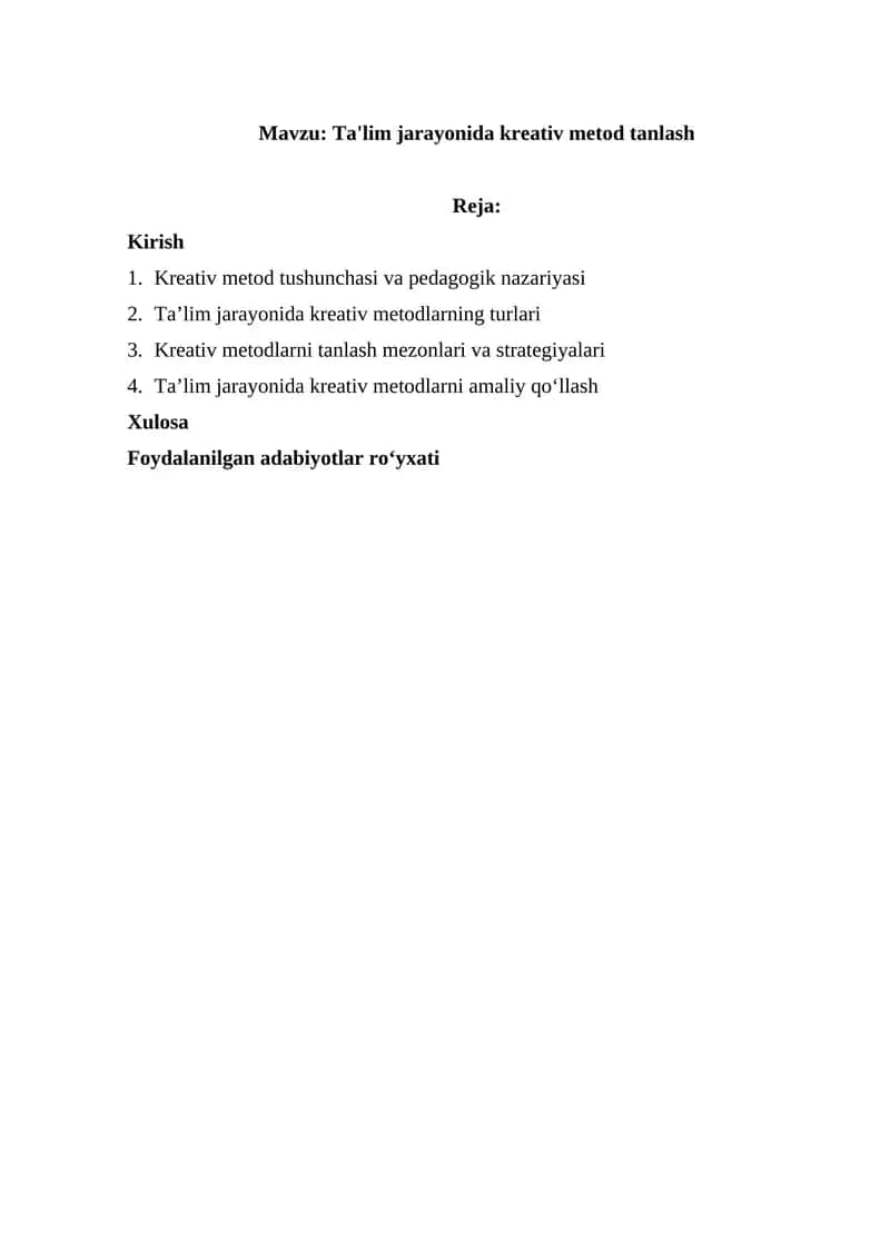 Ta'lim jarayonida kreativ metod tanlash 1