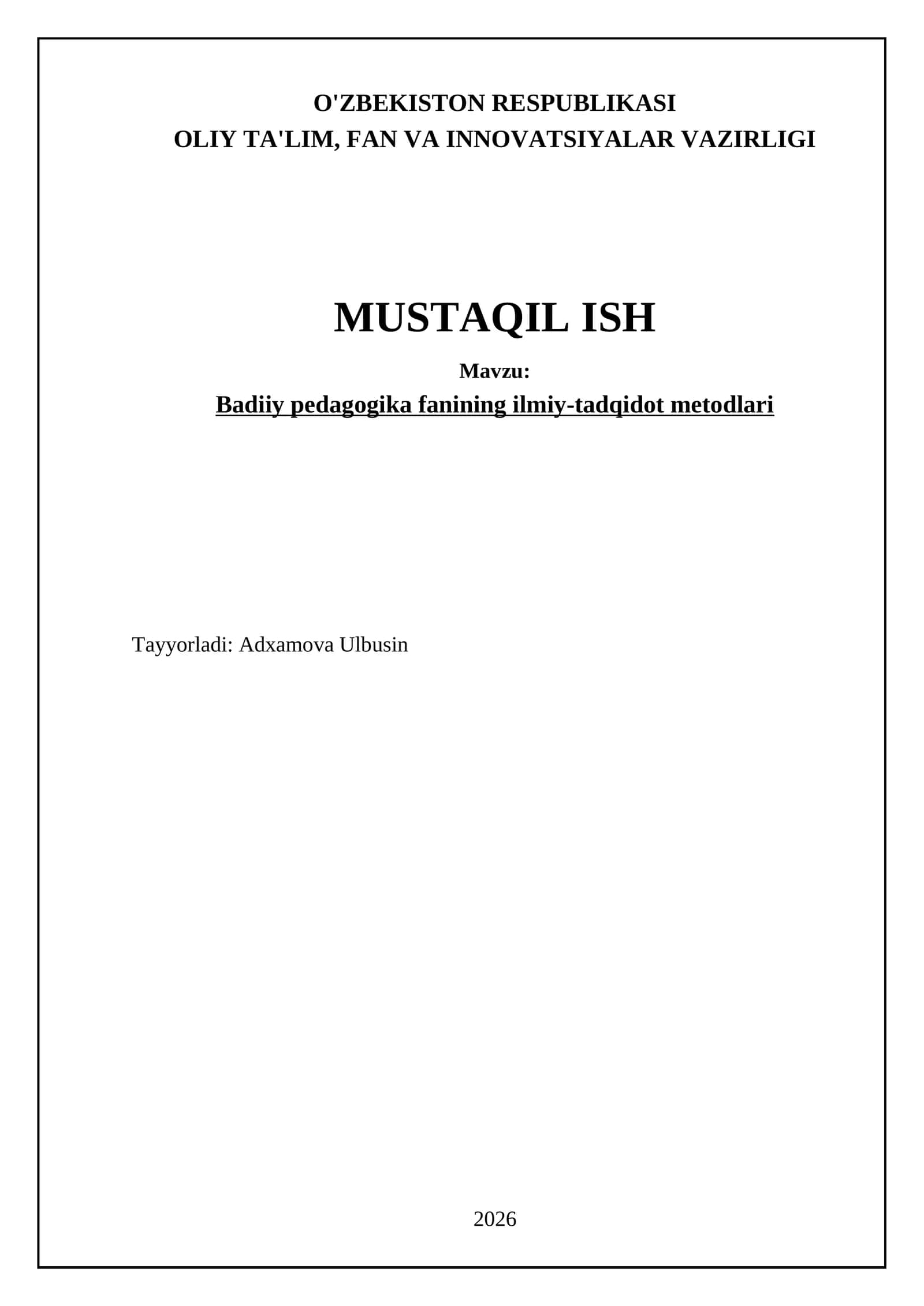 Badiiy pedagogika fanining ilmiy-tadqidot metodlari 1
