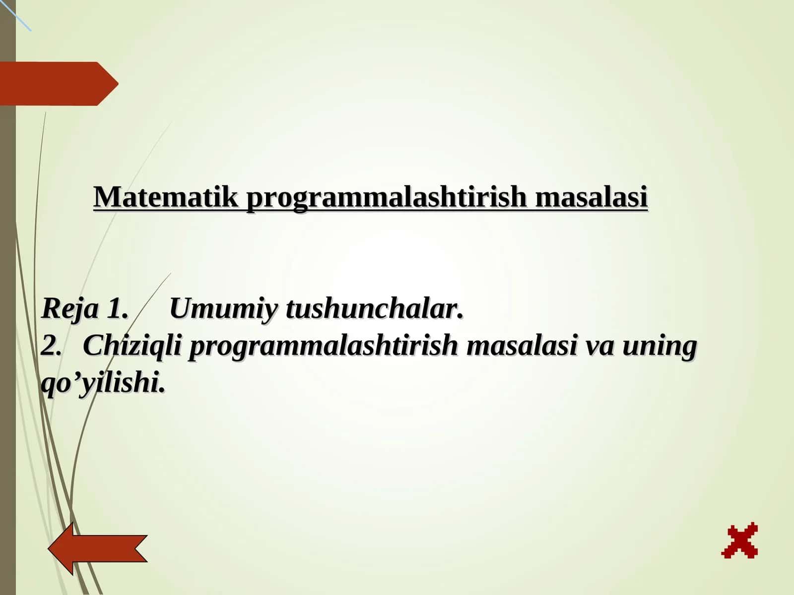 Matematik programmalashtirish masalasi 1