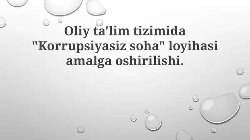 Korrupsiyasiz soha loyihasi 1