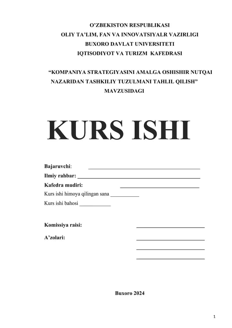 KOMPANIYA STRATEGIYASINI AMALGA OSHISHIR 1