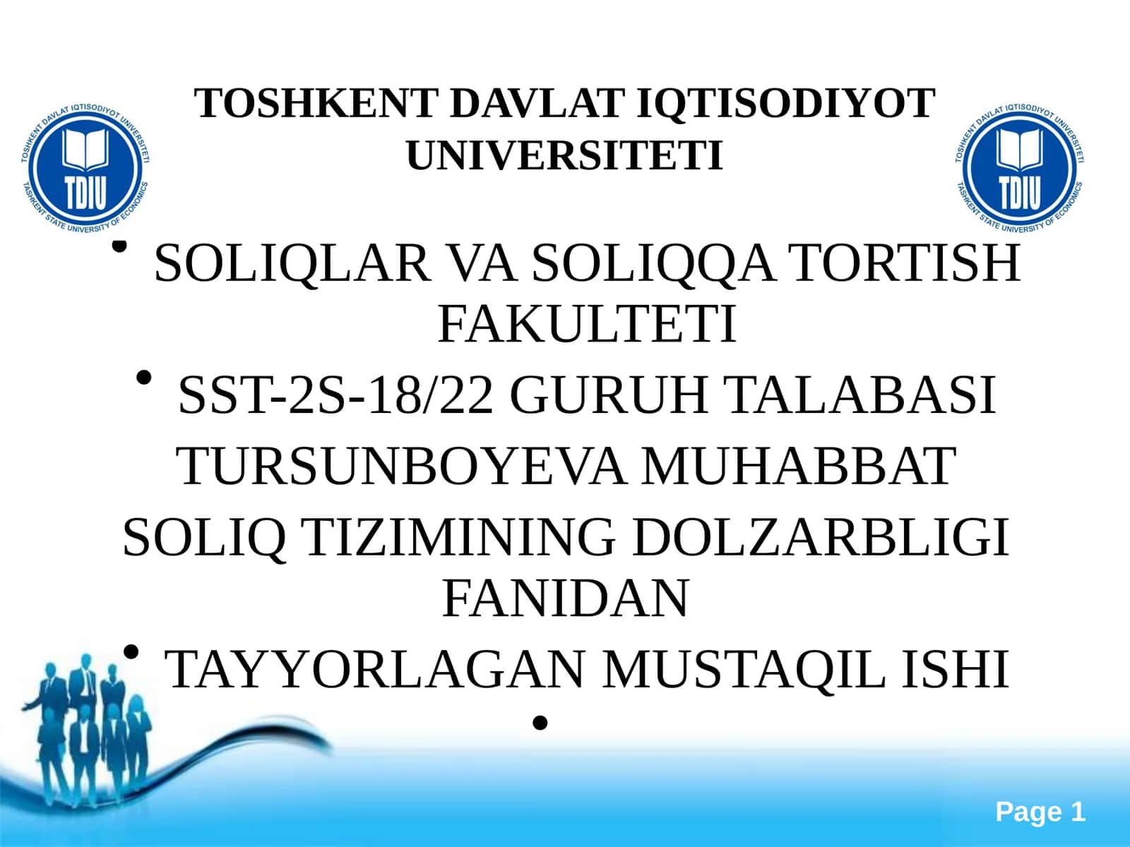 Soliqlar Tizimi Davlat Byudjeti Tizimi 1