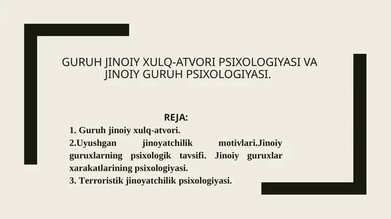 Guruh jinoiy xulq-atvori 1