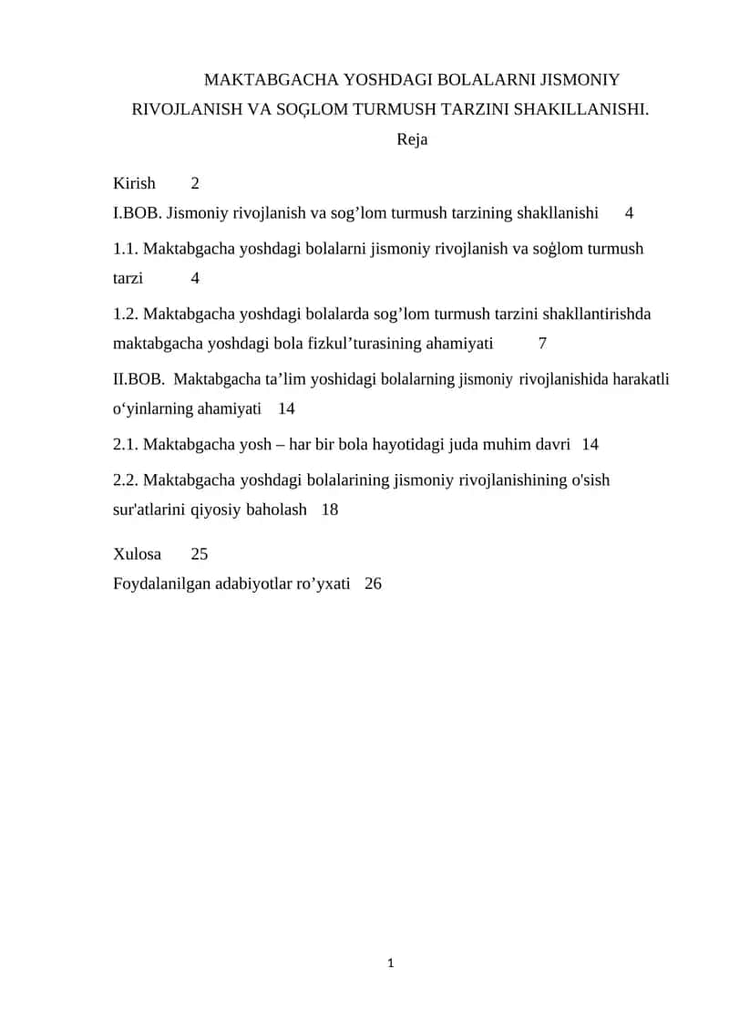 Maktabgacha yoshdagi bolalarni jismoniy rivojlanish va soģlom turmush tarzini shakillanishi 1