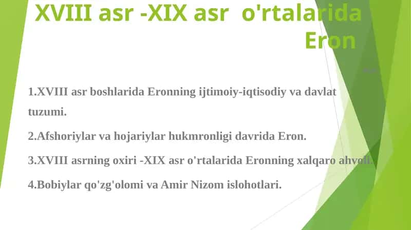 XVIII asr -XIX asr o'rtalarida Eron 1