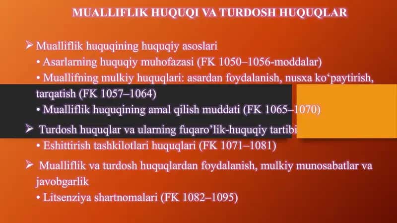 MUALLIFLIK HUQUQI VA TURDOSH HUQUQLAR 1