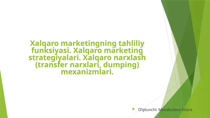 Xalqaro marketingning funksiyalari 1