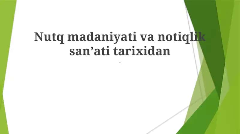 Nutq madaniyati va notiqlik sanʼati tarixidan 1